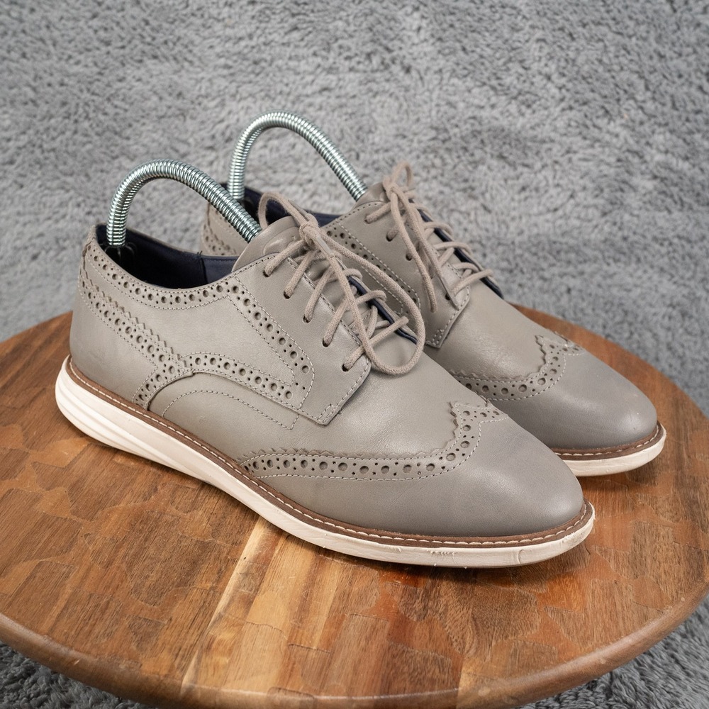 COLE HAAN Womens 8 B Original Grand Wingtip II Lace Up Shoes Vapor Grey W08370